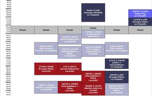 Planning entraînement saison 2016-2017