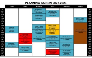 Nouveau planning saison 2022-2023