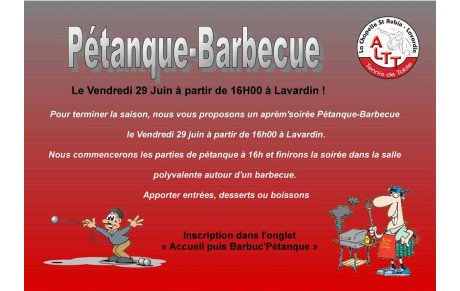 Pétanque-Barbecue Vendredi 29 Juin 2018