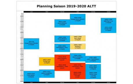 Planning saison 2019-2020