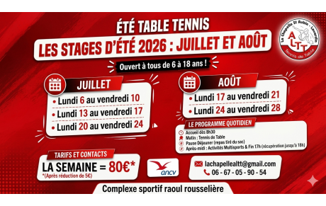 STAGES ÉTÉ 2026 – LA CHAPELLE ALTT